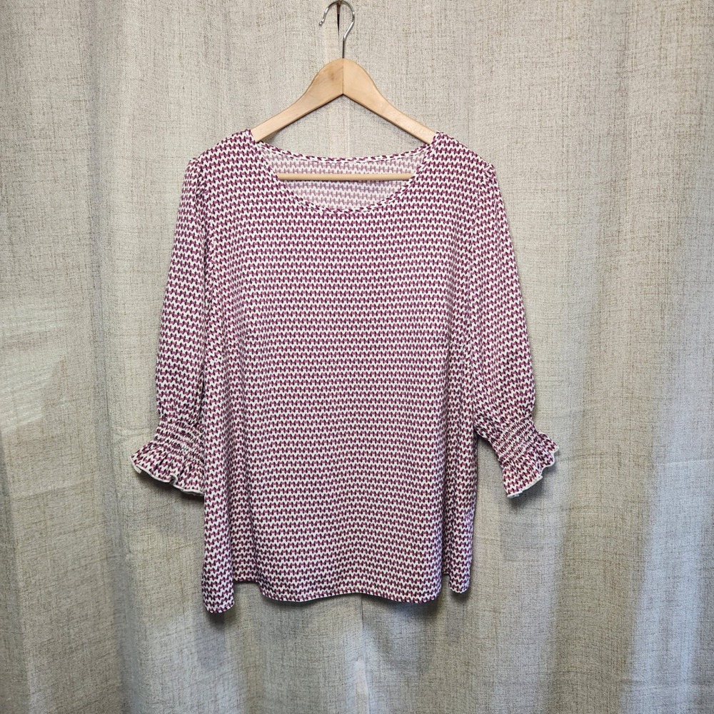 Shein Curve 3/4 Sleeve Pullover Blouse Women's Plus 2XL‎ Lightweight Round Neck